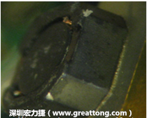 使用銀(Ag)鍍層的電源電感器(Power Inductors)，經(jīng)過推力測試后，零件端點(diǎn)上已經(jīng)看不到任何鍍層的痕跡了，所以其耐推力就比較小。