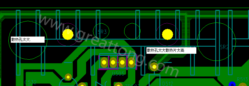PCB設(shè)計(jì)中，散熱孔散熱片設(shè)計(jì)不當(dāng)，造成很多電源板斷裂