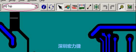 如果圖形像下圖一樣無法顯示鉆孔，只須圖（186）將紅色圈住的活動層改為當(dāng)前顯示層即可。