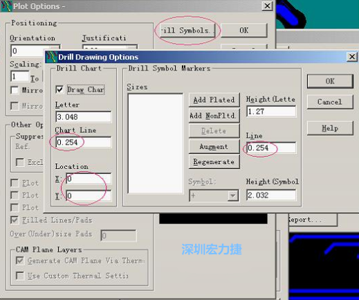 轉(zhuǎn)孔圖時也需在Customize Document欄點擊Option，在彈出的Plot Options-窗口中選擇Drill Symbols