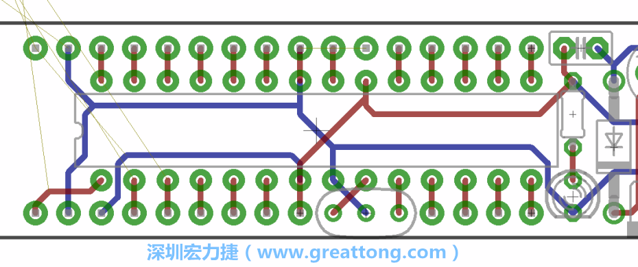 如果可以的話盡量讓接地線保持在電路板的背面，這樣它們就可以在可能范圍內和最大的接地面連結在一起。