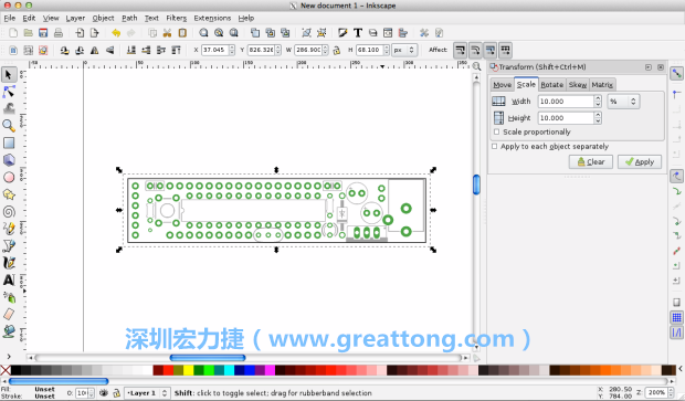 首先，你需要取得電路板設計圖的PNG圖檔，才能在上面進行繪制。這件事做起來比用說的難上許多，而其中一種方法如下所示（我們會先假設你正在使用Inkscape向量繪圖工具）。